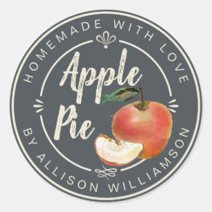 Sticker Rond Tarte aux pommes maison grise charbon rustique