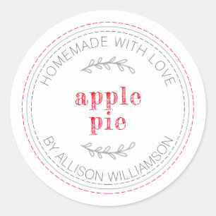 Sticker Rond Tarte aux pommes maison rustique blanche classique