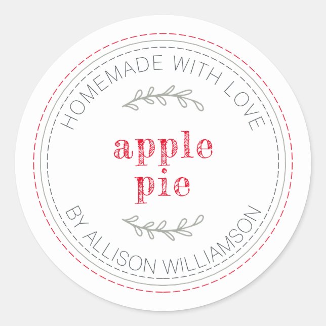 Sticker Rond Tarte aux pommes maison rustique blanche classique (Devant)