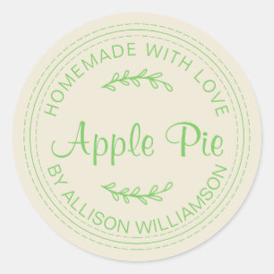 Sticker Rond Tarte aux pommes maison rustique Écriture Mellow G