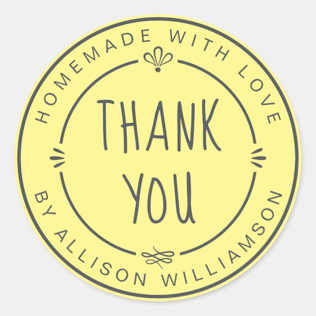 Sticker Rond Tarte aux pommes maison rustique jaune pastel (Devant)