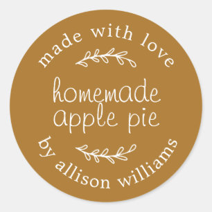 Sticker Rond Tarte aux pommes rustique fait maison dorée