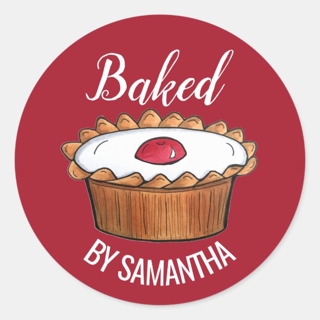 Sticker Rond Tarte Cherry Bakewell Angleterre British Food Swee (Devant)