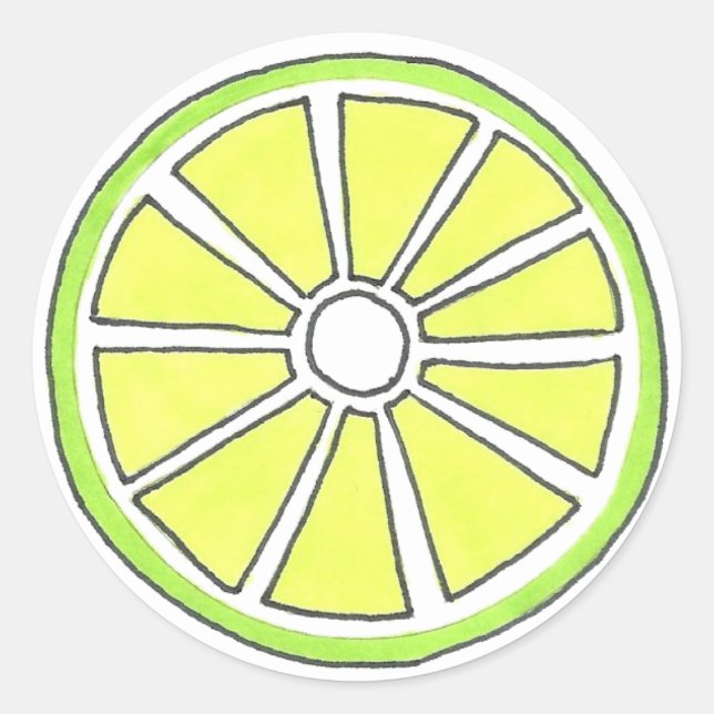 Sticker Rond Tarte Lime vert Tropical Citrus Fruit Slice Fruit (Devant)
