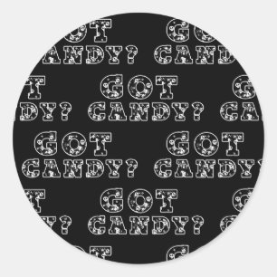 Sticker Rond T'as des bonbons? Crânes Noir & Blanc Halloween