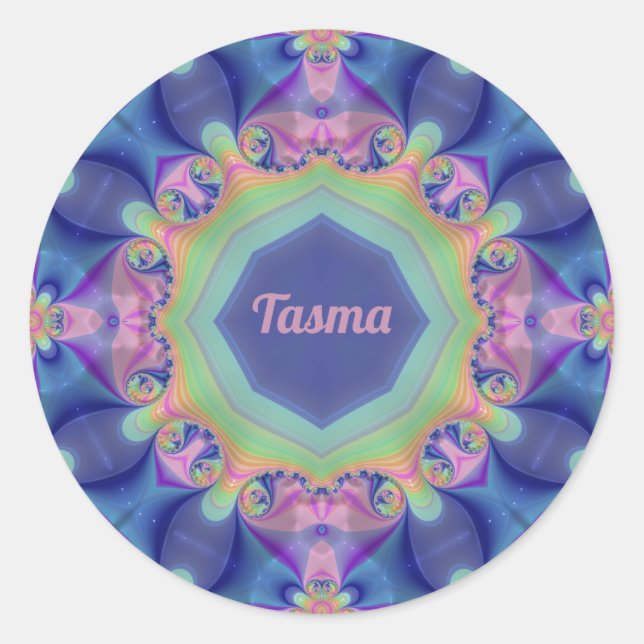 Sticker Rond TASMA ~ Pastel Abstract Kaleidoscope Pattern ~  (Devant)