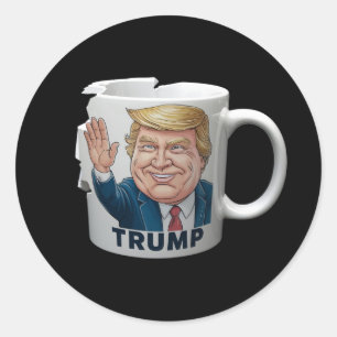 Sticker Rond Tasse à café avec Trump