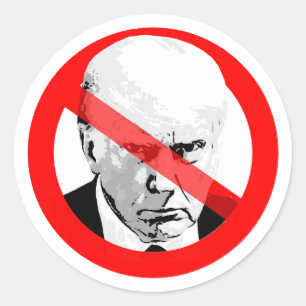 Sticker Rond Tasse anti-Trump avec photo barrée