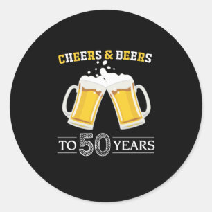 Sticker Rond Tasse de bière à boire et bières pour les 50 ans d