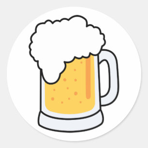 Sticker Rond Tasse de bière en verre de bande dessinée écume