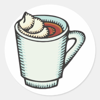 Sticker Rond tasse de cacao chaud avec crème fouettée