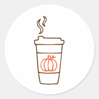 Sticker Rond Tasse de café à la citrouille