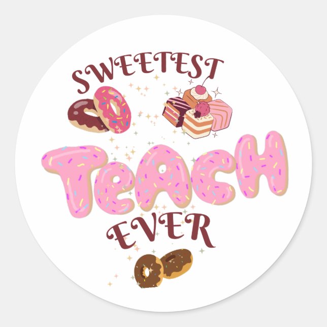Sticker Rond Tasse de café avec Donuts Mignons pour le Prof le  (Devant)