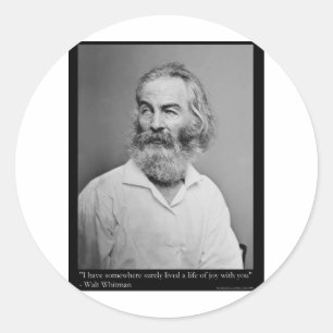 Sticker Rond Tasse de citation de joie avec vous Walt Whitman T