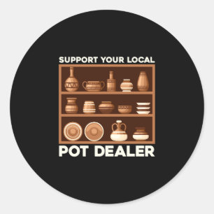 Sticker Rond Tasse en terre cuite drôle pour homme soutien comm