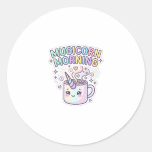 Sticker Rond Tasse Licorne Mugicorn Matin Graphisme Zazzle Créa