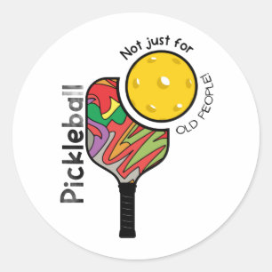 Sticker Rond Tasse Pickleball drôle pour joueurs de tous âges