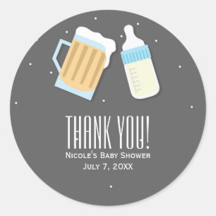 Sticker Rond Tasse pour bébé à la bière Cadeau de Baby Shower