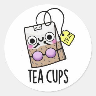 Sticker Rond Tasses de thé Blagues drôles de soutien-gorge