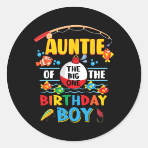 Sticker Rond Tatie du gros pêcheur 1er anniversaire Ofishal