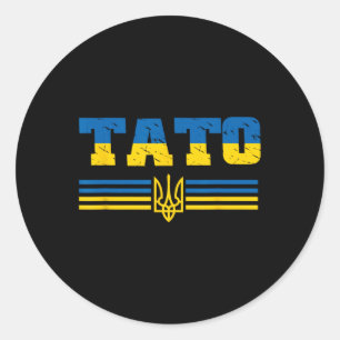Sticker Rond Tato Drapeau Ukrainien Ukraine Papa Père Ukrainien