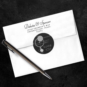 Sticker Rond Tatos Art Déco Moderne   Merci noir et gris