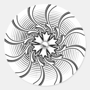 Sticker Rond Tatouage à fleurs
