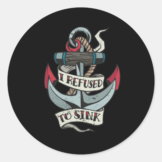 Sticker Rond tatouage Ancre (Devant)