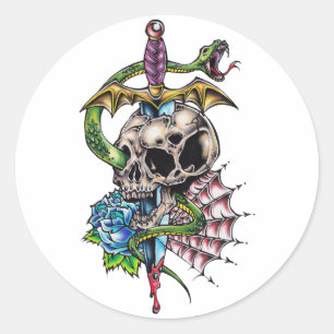 Sticker Rond Tatouage au crâne et au poignet