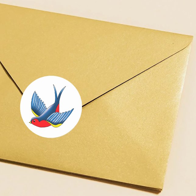 Sticker Rond Tatouage bleu rouge avale (Créateur téléchargé)