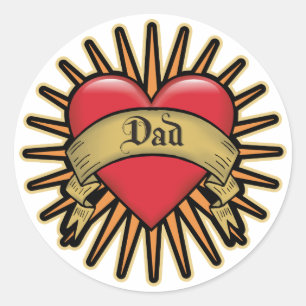 Sticker Rond Tatouage cardiaque papa