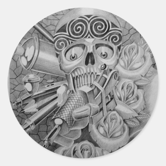 Sticker Rond tatouage d'amour (Devant)