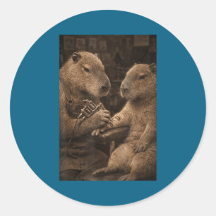 Sticker Rond Tatouage de capybara tatouant capybara capybara