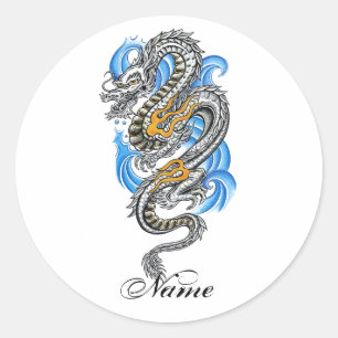 Sticker Rond tatouage de dragon Oriental cool