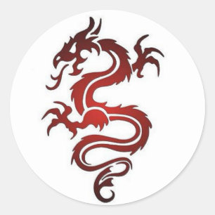 Sticker Rond Tatouage de dragon - Rouge