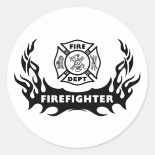 Sticker Rond Tatouage de sapeur-pompier