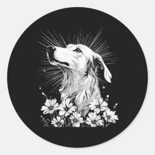 Sticker Rond Tatouage de style rétro Amoureux des chiens de Bor