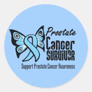 Sticker Rond Tatouage Papillon Prostate Cancer Survivant
