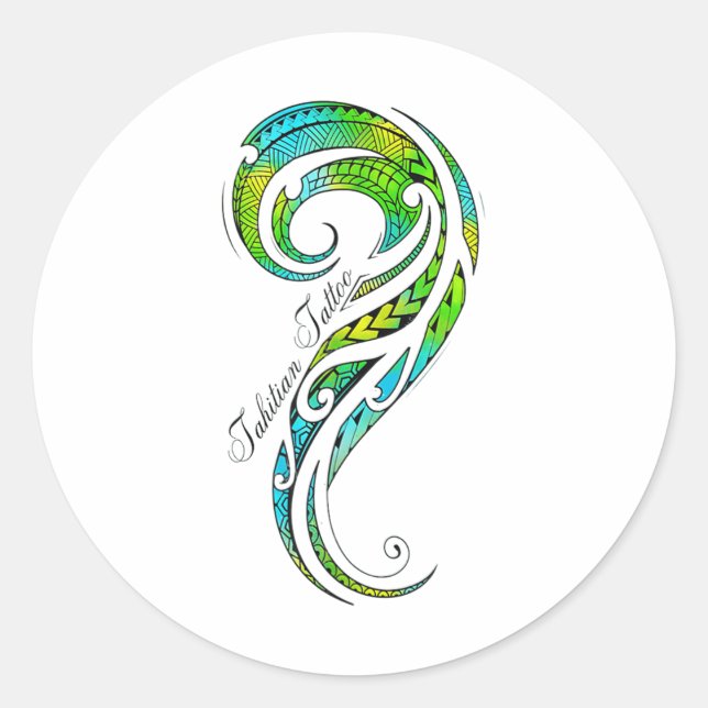 Sticker Rond Tatouage tahitien - Graphique de tatouage hawaïen  (Devant)