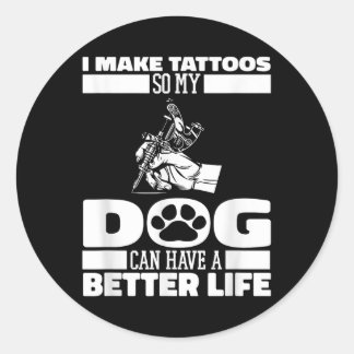Sticker Rond Tatouage tatouage de chien tatoué - Artiste de tat