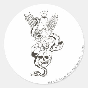 Sticker Rond Tatouage tordu Jerry 1