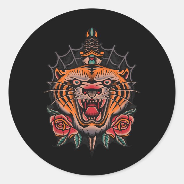 Sticker Rond Tatouage traditionnel américain (Devant)