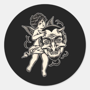Sticker Rond Tatouage Traditionnel Tatouage Tisouage Tisoua Et