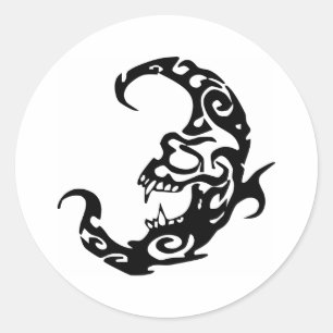 Sticker Rond Tatouage Tribal Mal Moon