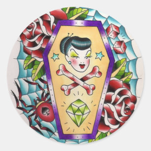 Sticker Rond tatouage vintage