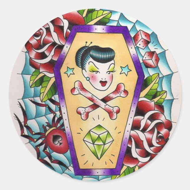 Sticker Rond tatouage vintage (Devant)