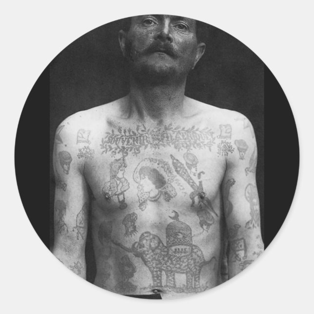 Sticker Rond Tatouages de prison (Devant)