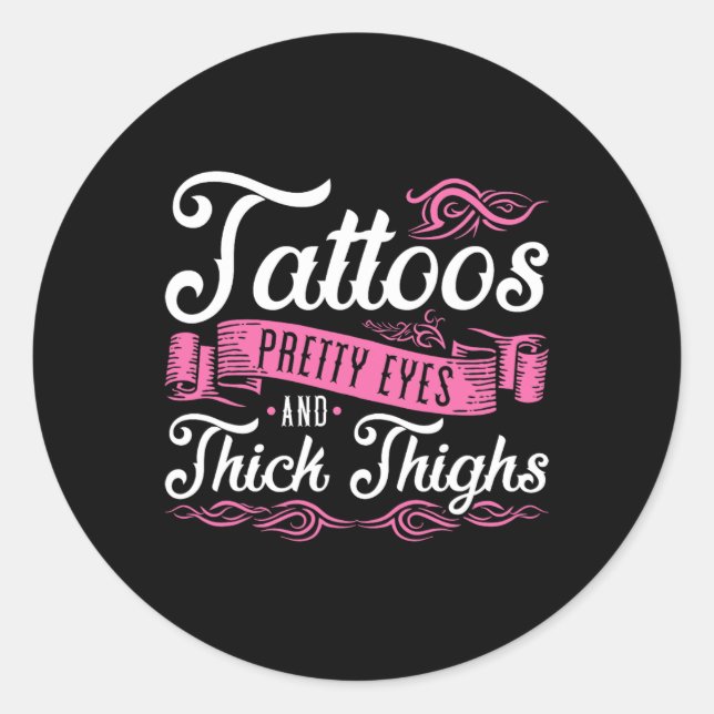 Sticker Rond Tatouages Jolies Yeux Et Épais Cuirs (Devant)