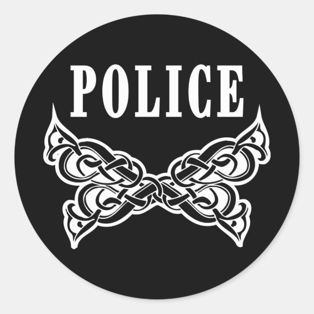 Sticker Rond Tatouages policiers et cadeaux personnalisés (Devant)
