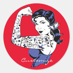 Sticker Rond Tattoo Girl Arm Up Thunder_Cove